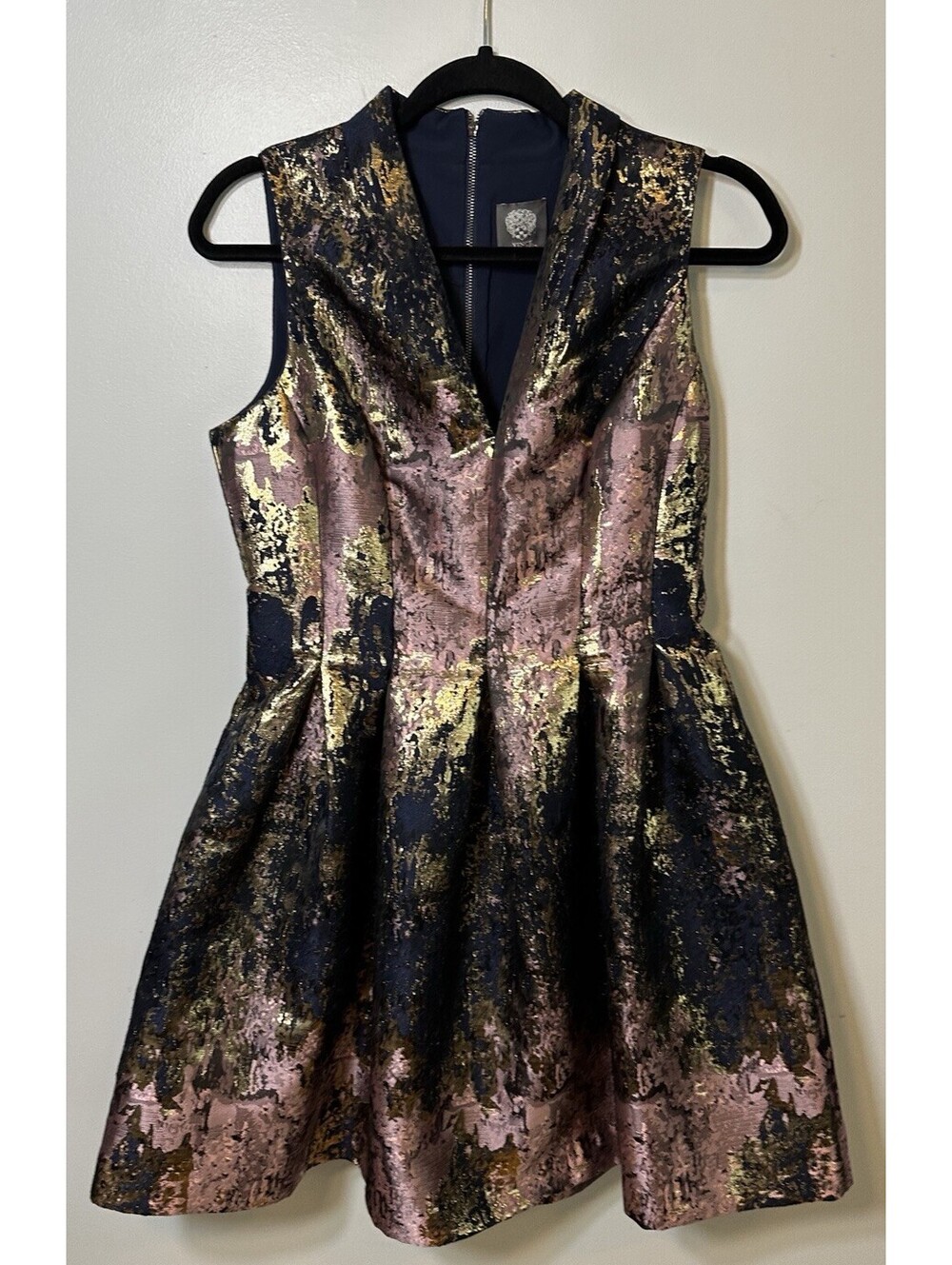 Vince Camuto Metallic Jacquard Fit & Flare Mother Of The Bride Dress Size 8 EUC